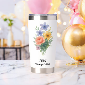 Colorful Watercolor Floral 40th Birthday Gift Tumb Insulated Tumbler