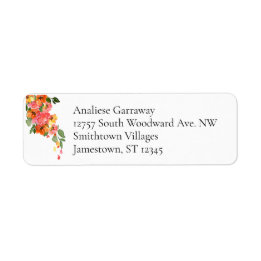 Colorful Watercolor Floral 4 line address Label