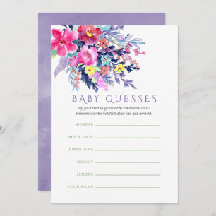 Colorful Watercolor Floral Baby Shower baby Guess Invitation