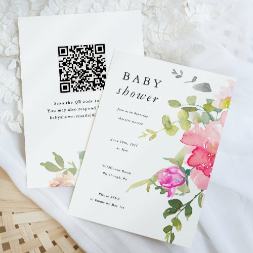 Colorful Watercolor Floral Baby Shower  Invitation