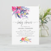 Colorful Watercolor Floral Baby Shower Invitation (Standing Front)