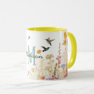 Colorful Watercolor Floral birds Hummingbird Harmo Mug