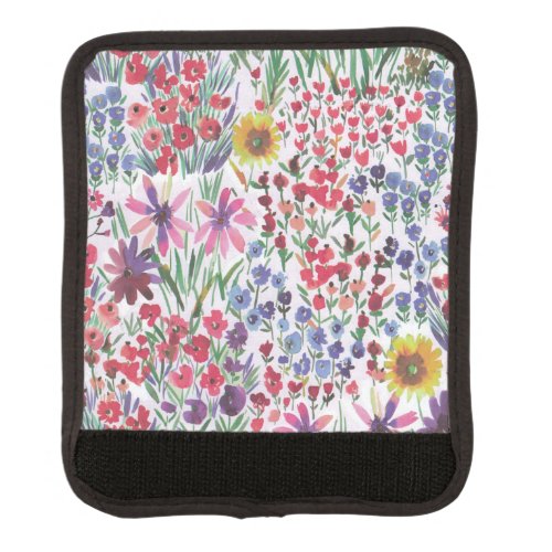 Colorful Watercolor Floral botanical Boho Garden Luggage Handle Wrap