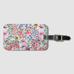 Colorful Watercolor Floral botanical Boho Garden Luggage Tag