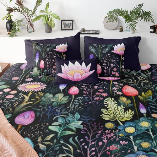 Colorful Watercolor Floral Botanical Duvet Cover