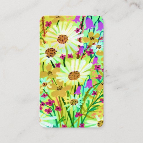 Colorful Watercolor Floral Bouquet Botanical Daisy Business Card