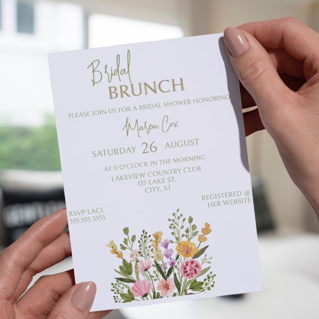 Colorful Watercolor Floral Bouquet BridaI Brunch Invitation (Colorful Watercolor Floral Bouquet BridaI Brunch Invitation
)