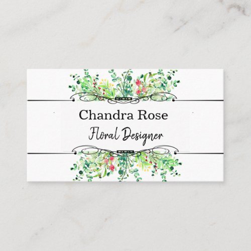 Colorful Watercolor Floral Bouquet Personalized Business Card