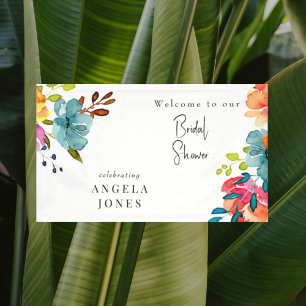 Colorful Watercolor Floral Bridal Shower Banner