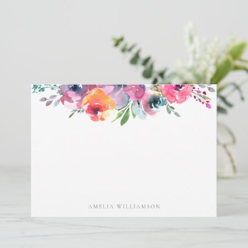 Colorful Watercolor Floral Bridal Shower  Thank You Card