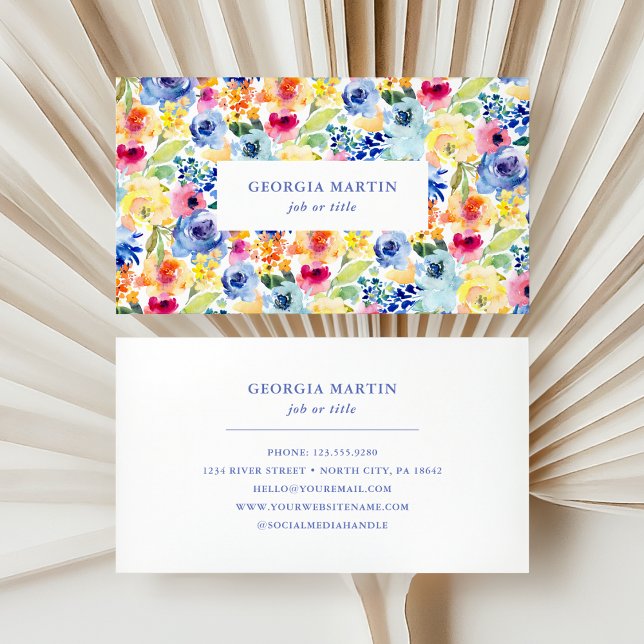Colorful Watercolor Floral Business Card (Creator Uploaded)