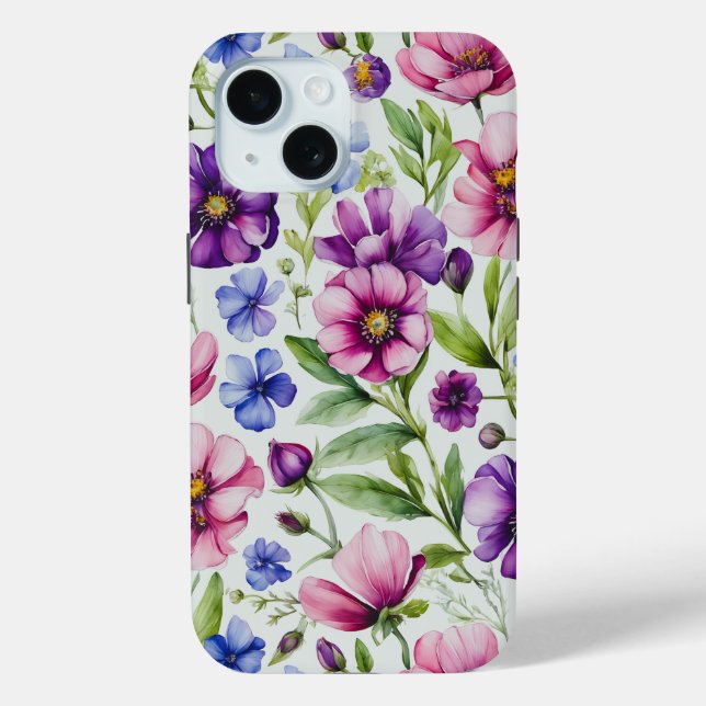 Colorful Watercolor Floral  Case-Mate iPhone Case (Back)