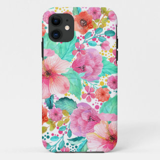 Colorful WaterColor Floral Collage iPhone 11 Case
