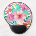Colorful WaterColor Floral Collage Pattern Gel Mouse Pad<br><div class="desc">Colorful romantic watercolors flowers collage over white background</div>