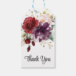 Colorful Watercolor Floral Elegant Thank You Gift Tags