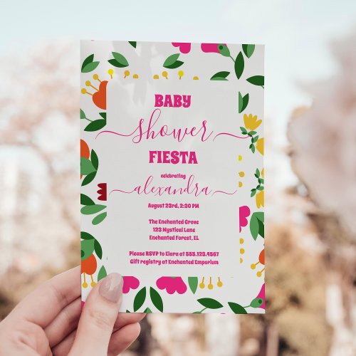 Colorful Watercolor Floral Fiesta Baby Shower Invitation