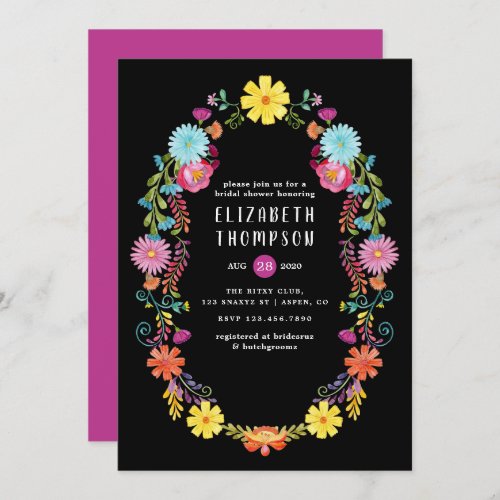 Colorful Watercolor Floral Fiesta Bridal Shower Invitation