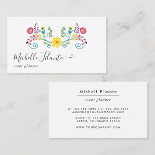 Colorful Watercolor Floral Fiesta Business Card
