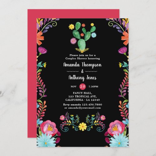 Colorful Watercolor Floral Fiesta Couples Shower Invitation