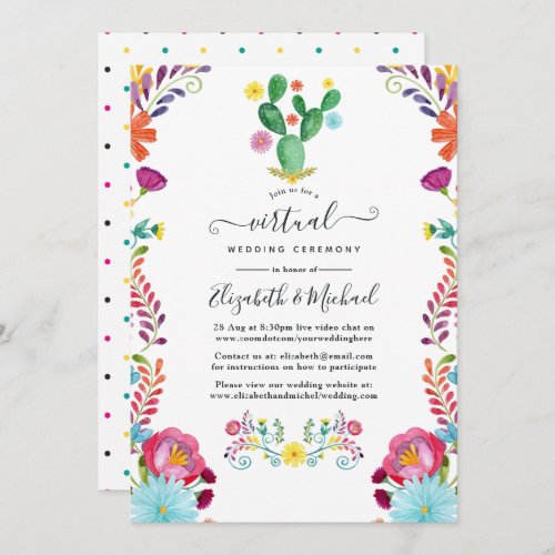 Colorful Watercolor Floral Fiesta Virtual Wedding Invitation