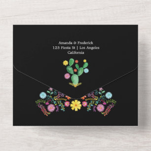 Colorful Watercolor Floral Fiesta Wedding All In O One Invitation