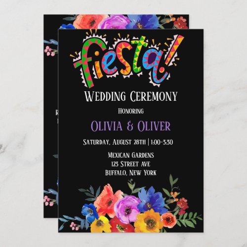 Colorful Watercolor Floral Fiesta Wedding Invitation