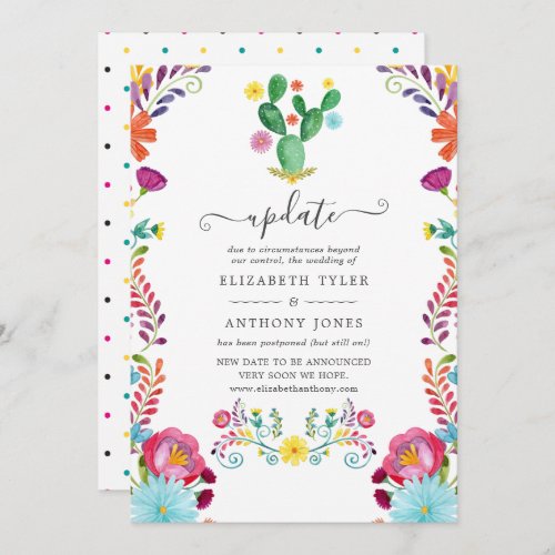 Colorful Watercolor Floral Fiesta Wedding Update Invitation