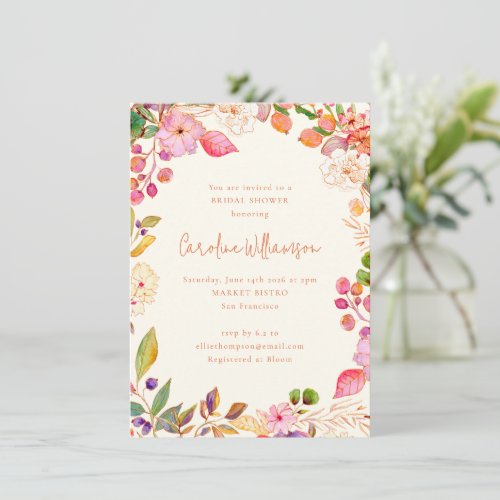 Colorful Watercolor Floral Garden Bridal Shower Invitation