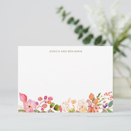 Colorful Watercolor Floral Illustration Custom  Thank You Card