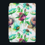 Colorful WaterColor Floral Illustration iPad Mini Cover<br><div class="desc">Cool colorful flowers pattern,  pastel tones white background and dark red and brown accents.</div>