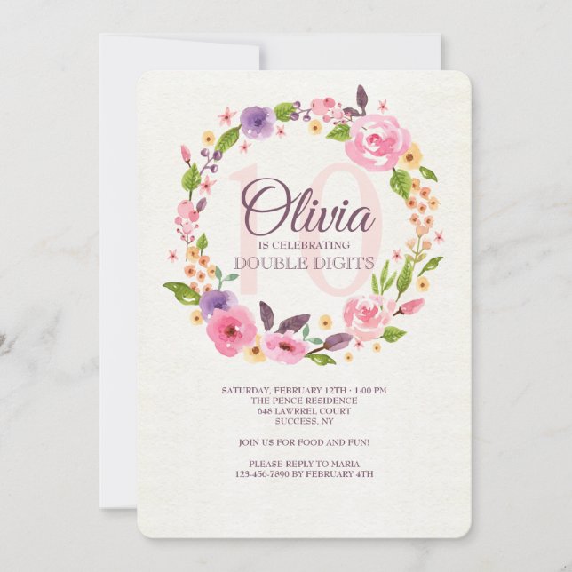 Colorful Watercolor Floral Invitation (Front)
