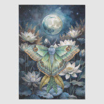 Colorful Watercolor Floral Luna Moths Decoupage