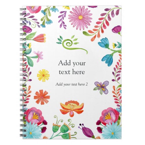 Colorful Watercolor Floral Mexican Fiesta Notebook