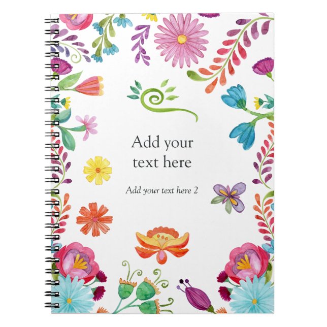 Colorful Watercolor Floral Mexican Fiesta Notebook (Front)