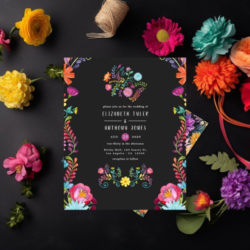 Colorful Watercolor Floral Mexican Fiesta Wedding Flyer