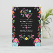 Colorful Watercolor Floral Mexican Fiesta Wedding Invitation (Standing Front)
