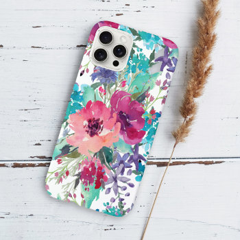 Colorful Watercolor Floral Pattern Iphone 12 Pro Case by DancingPelican at Zazzle