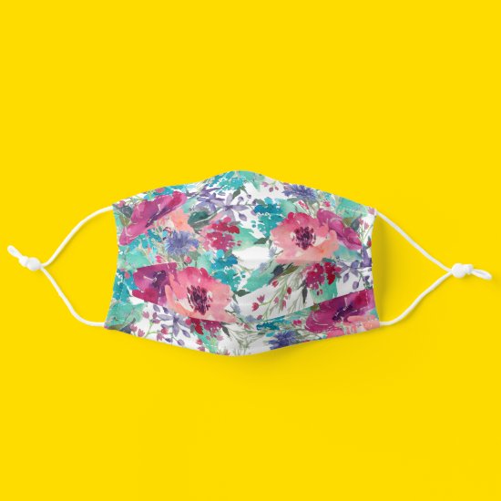 Colorful Watercolor Floral Pattern Cloth Face Mask