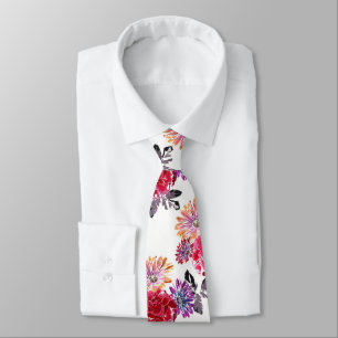 Colorful watercolor floral pattern. neck tie