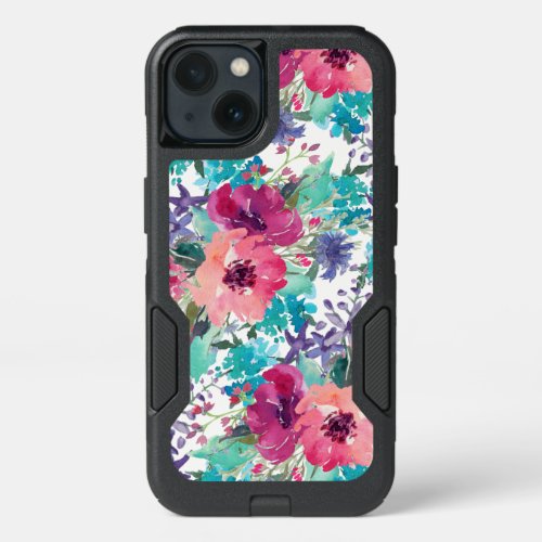 Colorful Watercolor Floral Pattern iPhone 13 Case