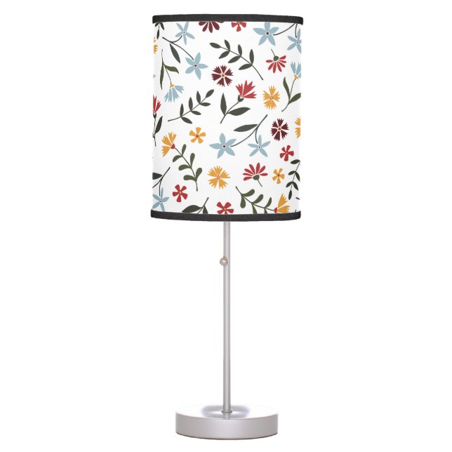 Colorful Watercolor Floral Pattern Table Lamp (Front)