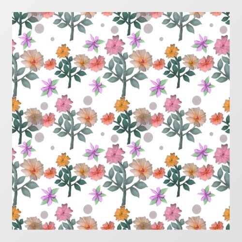 Colorful Watercolor Floral Pattern |  Wall Decal