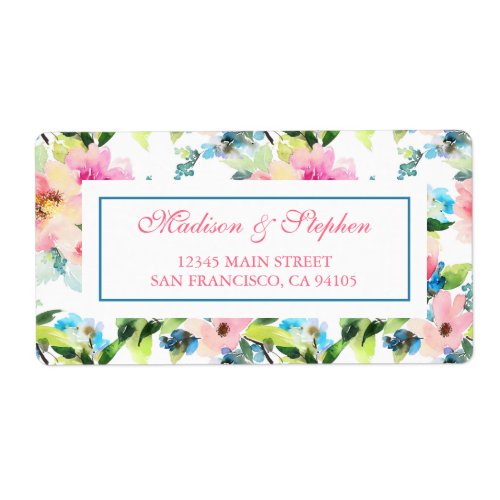 Colorful Watercolor Floral Pattern _  Wedding Label