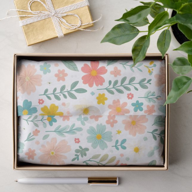 Colorful Watercolor Floral  Tissue Paper (Gift)