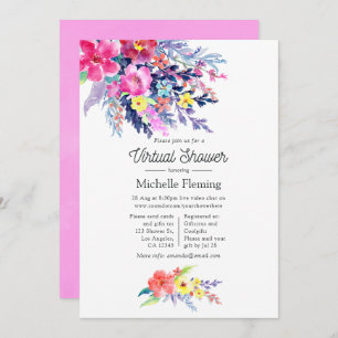 Colorful Watercolor Floral Virtual Baby Shower Invitation