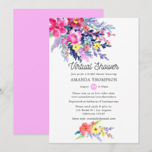 Colorful Watercolor Floral Virtual Bridal Shower Invitation