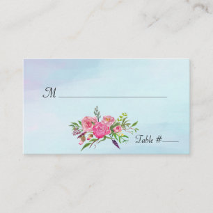 Colorful Watercolor Floral Wedding Escort Card