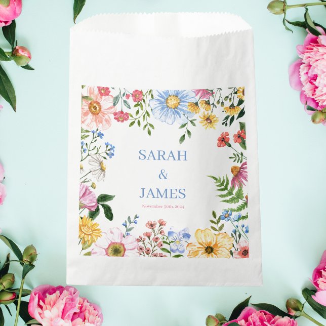 Colorful Watercolor Floral Wedding Favor Bag (Creator Uploaded)