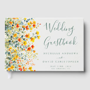 Colorful Watercolor Floral Wedding Guest Book