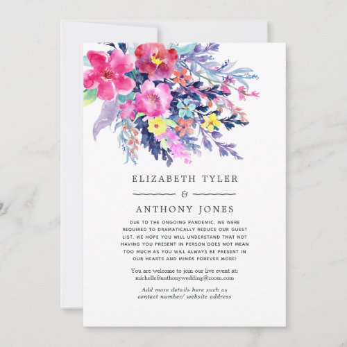 Colorful Watercolor Floral Wedding Guest List Announcement